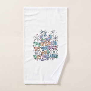 Unicorn Powered by Books and Daydreams Kawaii Vect Hand Towel