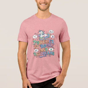 Unicorn Powered by Books and Daydreams Kawaii Vect Tri-Blend Shirt