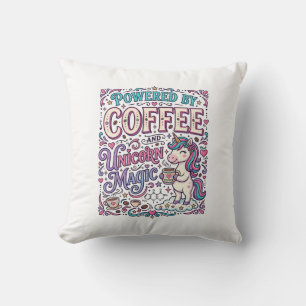 Unicorn Powered by Coffee and Unicorn Magic Colorf Cushion