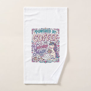Unicorn Powered by Coffee and Unicorn Magic Colorf Hand Towel