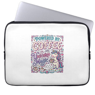 Unicorn Powered by Coffee and Unicorn Magic Colorf Laptop Sleeve