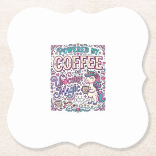 Unicorn Powered by Coffee and Unicorn Magic Colorf Paper Coaster