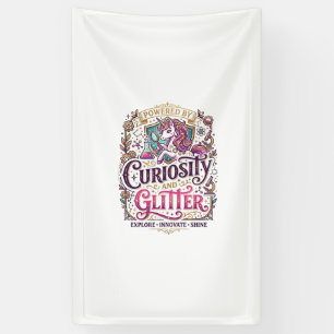 Unicorn Powered by Curiosity and Glitter Stylish W Banner