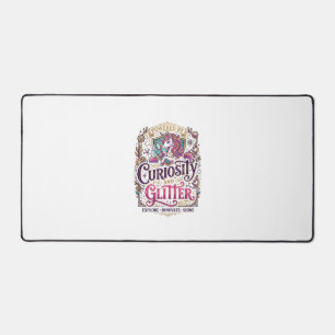 Unicorn Powered by Curiosity and Glitter Stylish W Desk Mat