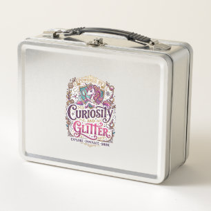 Unicorn Powered by Curiosity and Glitter Stylish W Metal Lunch Box