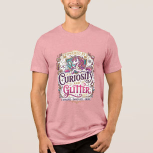 Unicorn Powered by Curiosity and Glitter Stylish W Tri-Blend Shirt
