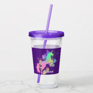 Unicorn Pretty Fantasy Rainbow Personalised Acryli Acrylic Tumbler