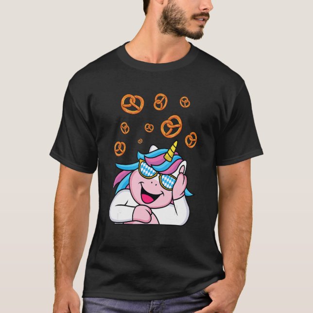 Unicorn Pretzel Oktoberfest Cute German Ladies Kid T-Shirt (Front)