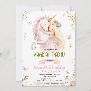 Unicorn Princess Birthday Invitation