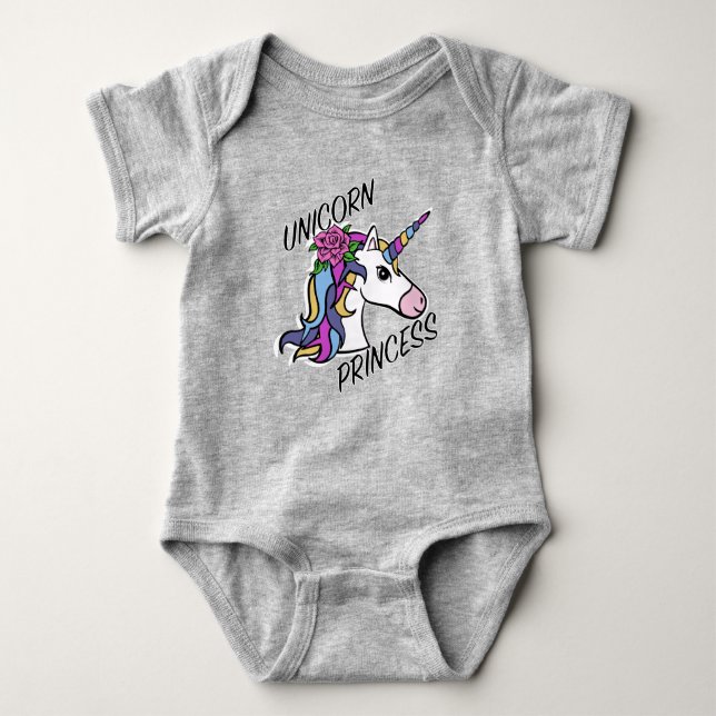 Unicorn Princess Design - Baby Jersey Bodysuit (Front)