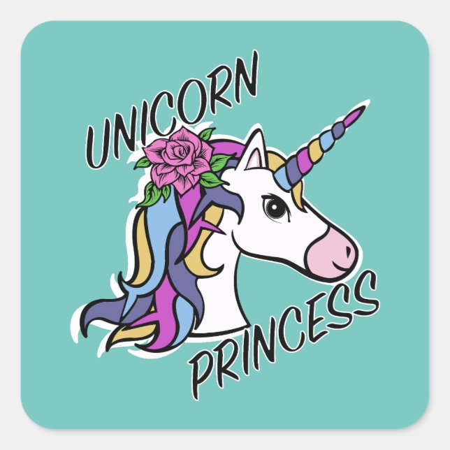 Unicorn Princess Design - Square Stickers (Front)