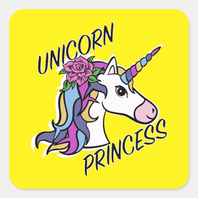 Unicorn Princess Design - Square Stickers (Front)