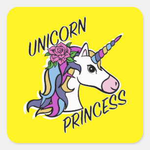 Unicorn Princess Design - Square Stickers