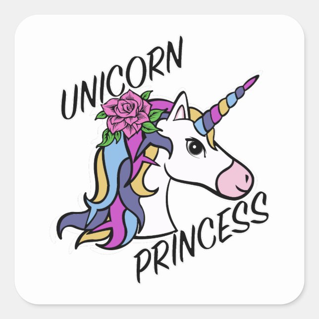 Unicorn Princess Design - Square Stickers (Front)