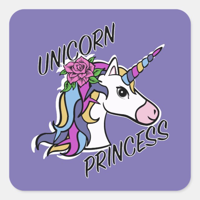 Unicorn Princess Design - Square Stickers (Front)