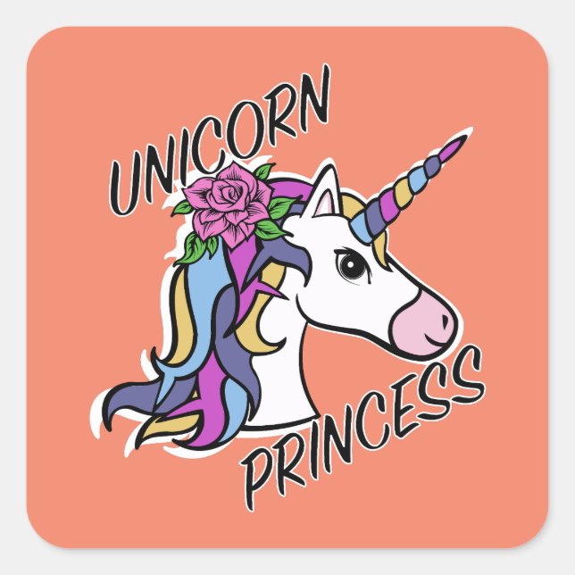 Unicorn Princess Design - Square Stickers (Front)