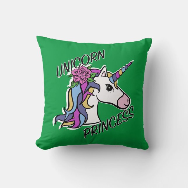 Unicorn Princess Design - Throw Pillow 16" x 16" (Front)