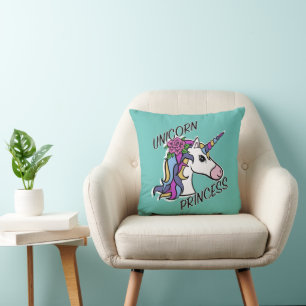 Unicorn Princess Design - Throw Pillow 16" x 16"