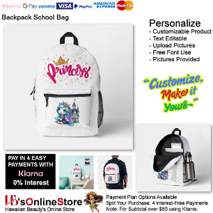 Unicorn Princess Dreamy Fantasy School Supplies 16 Printed Backpack