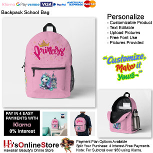 Unicorn Princess Dreamy Fantasy School Supplies 18 Printed Backpack