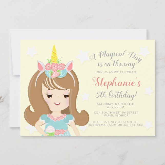 Unicorn Princess Invitation (Front)