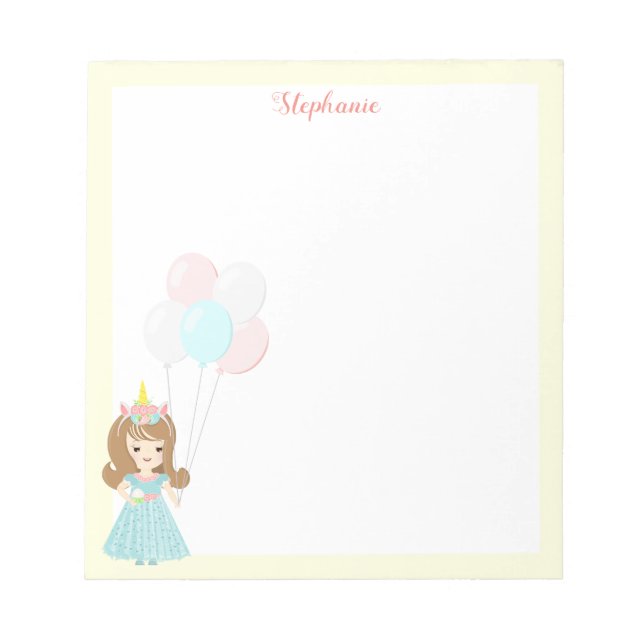 Unicorn Princess Notepad (Front)