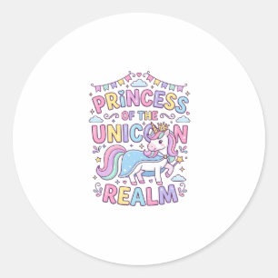 Unicorn Princess of the Unicorn Realm Charming POD Classic Round Sticker