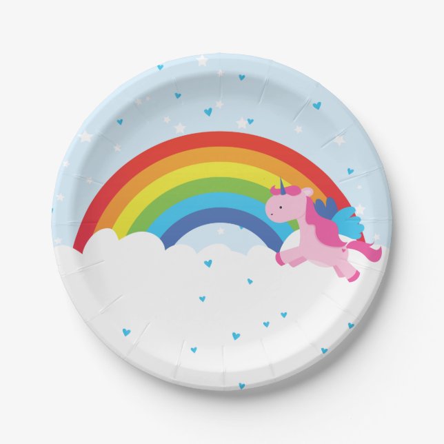 Unicorn Princess Rainbow Paper Plate (Front)
