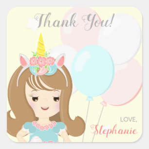 Unicorn Princess Square Sticker