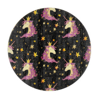 Unicorn Princess: Watercolor Fairy Tale Cutting Board