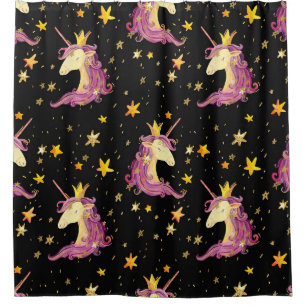 Unicorn Princess: Watercolor Fairy Tale Shower Curtain