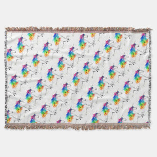 Unicorn print Unicorn design rainbow Throw Blanket