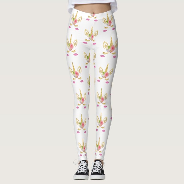 Unicorn printed pink leggings  (Front)