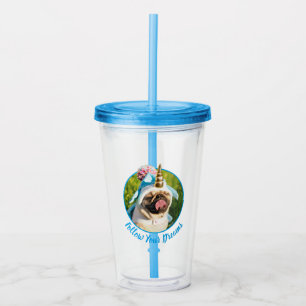 Unicorn Pug Acrylic Tumbler