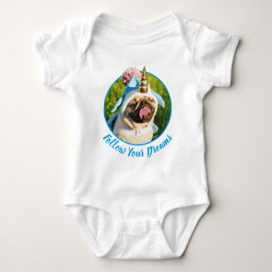 Unicorn Pug Baby Bodysuit