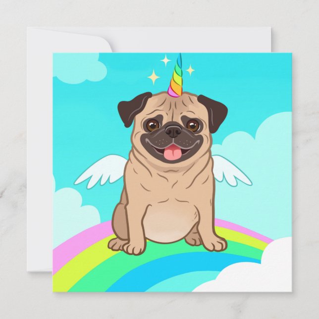 Unicorn Pug Holiday Card (Front)