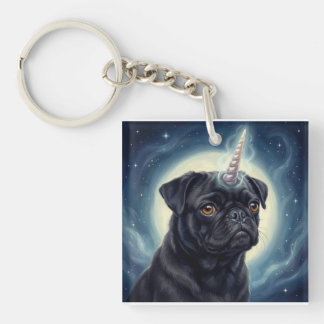 Unicorn Pug Key Ring
