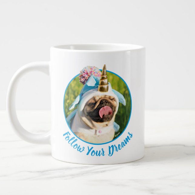 Unicorn Pug Large Coffee Mug (Left)