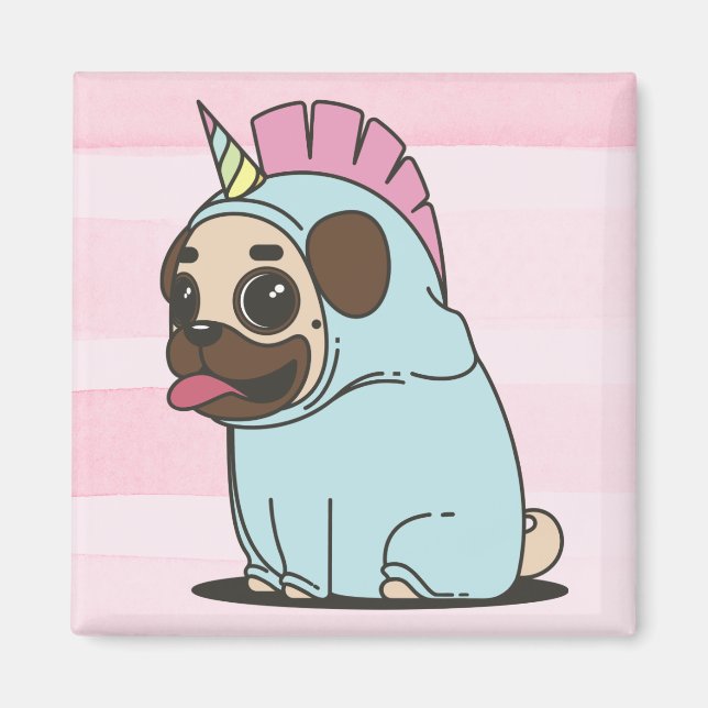 Unicorn Pug Magnet (Front)
