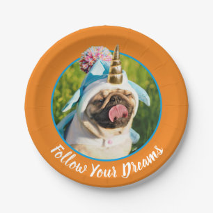 Unicorn Pug Paper Plate