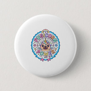 Unicorn Pugicorn Power Funny Cute Gift Design_1 6 Cm Round Badge