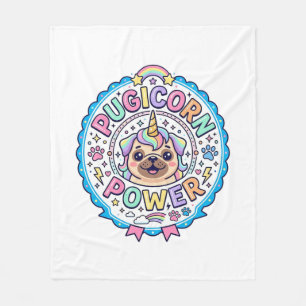 Unicorn Pugicorn Power Funny Cute Gift Design_1 Fleece Blanket