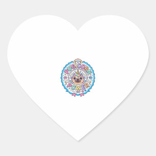 Unicorn Pugicorn Power Funny Cute Gift Design_1 Heart Sticker