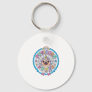 Unicorn Pugicorn Power Funny Cute Gift Design_1 Key Ring