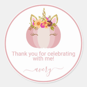 Unicorn Pumpkin Birthday Sticker
