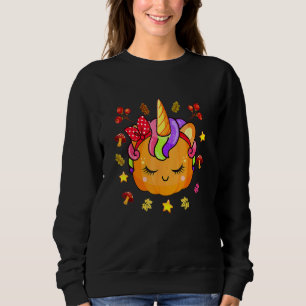 Unicorn Pumpkin Cute Halloween Costume Teen Girls Sweatshirt