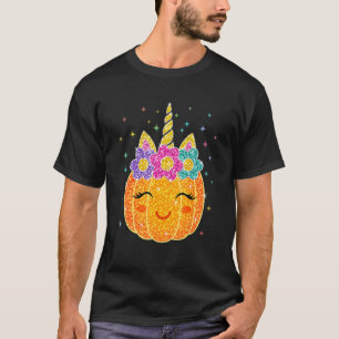 Unicorn Pumpkin Halloween Cute Thanksgiving Girl T-Shirt