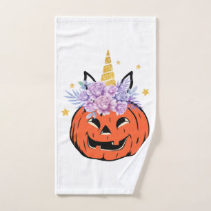 Unicorn Pumpkin Halloween Design Hand Towel