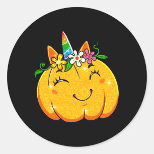 Unicorn Pumpkin Halloween Girl Cute Thanksgiving Classic Round Sticker