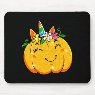 Unicorn Pumpkin Halloween Girl Cute Thanksgiving Mouse Pad